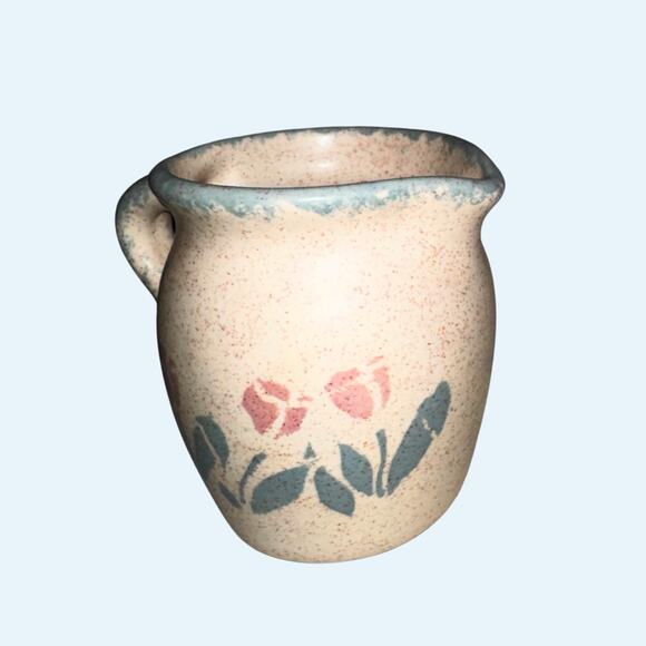 Vintage Beige Tulip Gravy Pitcher | Speckled Ceramic Creamer | Cottagecore - Picture 1 of 8